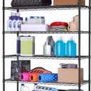 Storage Shelves 2100Lbs Capacity, 6-Shelf on Casters 48" L18" W82" H Commercial Wire Shelving Unit Adjustable Layer Metal Rack Strong Steel for Restaurant Garage Pantry Kitchen,Black