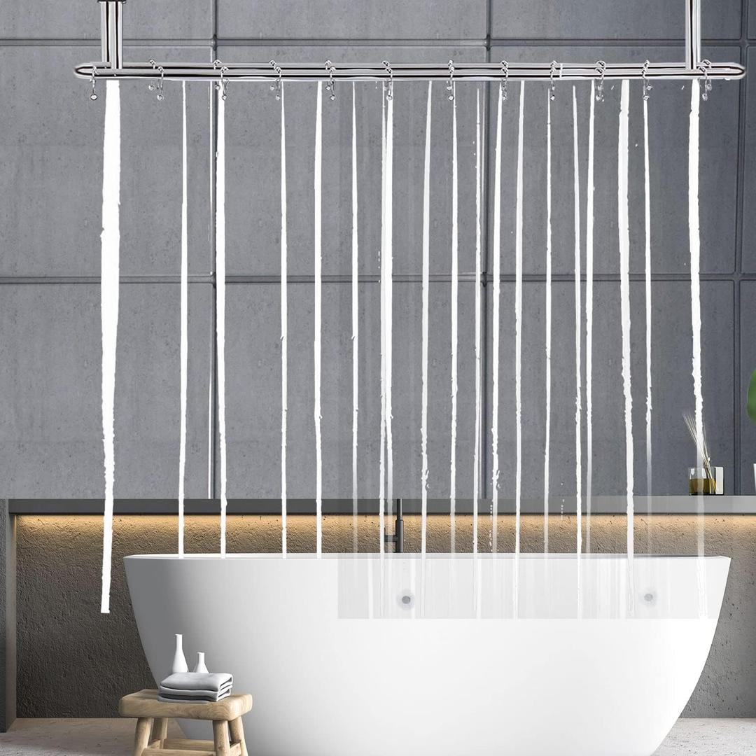 YISURE Clawfoot Tub Clear Short Length 60 Inch Shower Curtain Liner, 180x60 Inch Extra Wide 360 Shower Curtain PEVA Waterproof Wrap Around Bath Tub Curtain