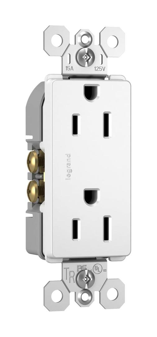 Legrand radiant 885TRWCP7 15 Amp Tamper Resistant Decorator Duplex Outlet, Side Wire or Push Wire, White (10 Pack)