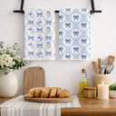 Blue and White Chinoiserie Bow Easter Egg Bunny Kitchen Towels 16x24 in Set of 2, Spring Cute Easter Rabbit Decorative Hand Towels for Bathroom Kitchen, Grandmillennial Decor Dish Tea Towel