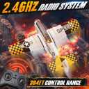 BEZGAR RC Plane, Drones for Kids, 6-axis Gyro Remote Control Airplane, RC Helicopter, Easy Control for Beginners Toys with Colorful LED Navigation Lights Yellow