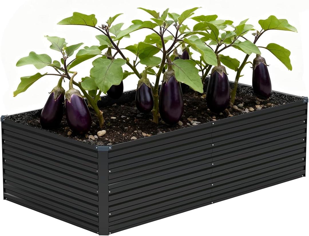 Vengarus 6x3x2FT Galvanized Raised Garden Bed Kit, Deep Root Planter Box Outdoor Large Planter Raised Beds for Planting Flowers,Vegetables and Herbs-Black