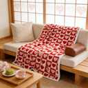 Red Heart Throw Blanket Valentine's Day Blanket Gift for Mom Couple Family Valentines Day Blanket for Girlfriend Blankets Boyfriend Wife Birthday 50"x60" (Pink)