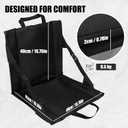 Lightweight Folding Stadium Seat Cushion with Backrest & Adjustable Straps, Portable Bleacher Seat for Sports, Camping, Hiking and Outdoor Events (Black)
