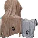 Extra Large Dog Towel - Pack of 2 - Super Absorbent Soft Microfiber Pet Bath Grooming Towels for Drying Dogs and Other Pets (XL-55" * 36", Grey and Brown)