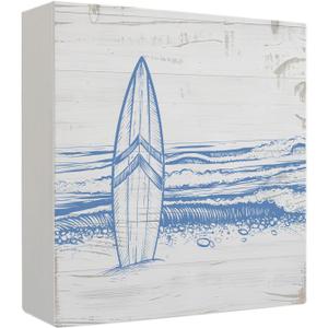Surf Board Decor Wooden Box Sign, 5x5 Inch