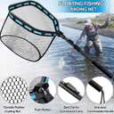 PLUSINNO Floating Fishing Net for Steelhead, Salmon, Fly, Kayak, Catfish, Bass, Trout Fishing, Rubber Coated Foldable Landing Net with Fixed or Telescoping Pole Handle, Fishing Gear and Gifts for Men
