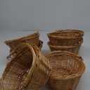 Barydat Set of 6 Small Wicker Picnic Basket with Handle Flower Girl Baskets Oval Willow Woven Braided Gift Basket for Weddings Baby Shower Summer Home Garden Decor(9" X 7" X 4",Khaki)