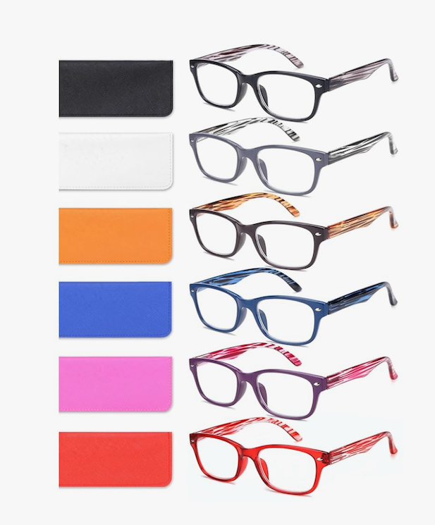 6 Pack Reading Glasses for Women Men Blue Light Blocking Spring Hinge Computer Readers, Anti Eyestrain/Glare