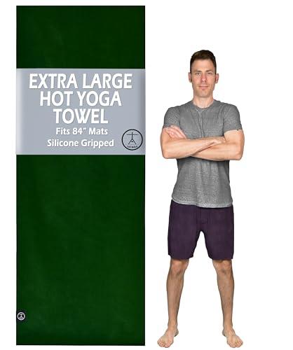 Tatago Hot Yoga Mat Towel Non Slip for Hot Yoga (72-84 inch Mats) Our Hot Yoga Towel Non Slip Silicone Dabs & Absorbent Microfiber Blend Gives You More Grip As You Drip! (Ezmeraldo, XL - 84")