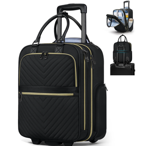 RAINSMORE Underseat Carry On Luggage with Wheels, 16-inch Airline Approved Luggage Lightweight Softside Underseater Travel Suitcases Durable Overnight Bag Rolling Carry-on Bag for Women Men, Black