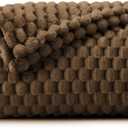 BEDELITE Fleece Blanket Twin Size for Bed Couch, 3D Jacquard Decorative Brown Throw, Soft and Cozy Warm Plush Fuzzy Blanket All Seasons Suitable, 60x80Inches