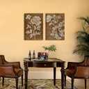 2Pcs Rustic Farmhouse Floral Canvas Wall Art Vintage Botanical Poster Print Retro Countryside Brown Floral Picture Modern Neutral Rural Painting Wall Decor for Living Room Bathroom 16x24in Framed, 24L" x 16W"
