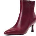 Elisabet Tang Women's Pointed Toe Booties 3 inches Heels Ankle Boots with Side Zipper Dressy Comfy Work Formal Winter Fall (6, Red)
