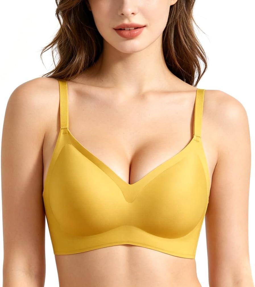 Jelly Bras for Women No Underwire Push Up Wireless Bralettes Seamless (Orange)