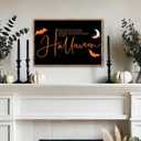 When Wit-ches Riding Sign Wall Art Print Poster Black Background Canvas Painting for Farmhouse Halloween Entryway Living Room Home Bedroom Decor Unframed (20L" x 12W")