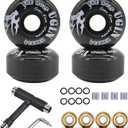 Skateboard Wheels 52mm 95A with Tool Set, Skateboard Bearings,Skateboard Tools Washers, Freestyle Skateboard Wheel Tips Street Skateboard (black)