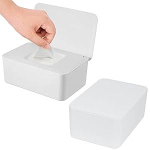 Seposeve 2 Pack Wipes Dispenser, Wipe Holder for Baby & Adult, Refillable Wipe Container, Keeps Wipes Fresh, Far from Dirty Wipes, Easy to Open/Close Wipes Pouch Case. (2 Black)
