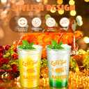 Uiifan 24 Pack 16 oz Thanksgiving Reusable Plastic Cups Thanksgiving Stadium Cups Gobble Design Thanksgiving Party Supplies Clear Fall Cups for Dinner Celebration Friendsgiving Party (Stylish)