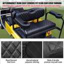NOKINS Golf Cart RS Diamond Seat Cover for Standard Seat Cushion Aftermarket Back Seat Kit, No Staples Required, Golf Cart Vinyl Replacement Seat Cover Black Stitching