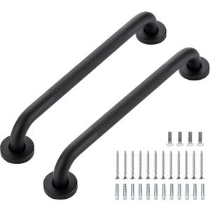 2Grab Bars for Shower, 2 Pack 16-Inch Anti Slip Shower Handles for Elderly, Safety Shower Grab Bar, Stainless Steel Handicap Grab Bars for Bathroom (Black 1" Diameter)