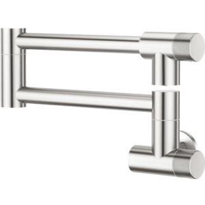 Pot Filler Faucet with Knob Switch, Wall Mount Over Stove Folding Faucet, Single Hole Stainless Steel Kitchen Pot Faucets, Brushed Stainless