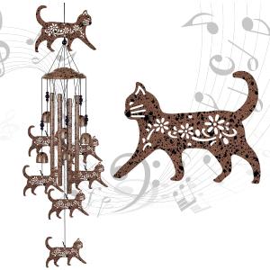 Cats Wind Chimes for Garden,Home,Balcony,Yard,Outdoor Decor, Cat Wind Bell, Memorial Wind Chimes, Cat Decoration, Wind Catcher, Blessing Wind Chime for Mom,Grandma,Family,Women,Friend