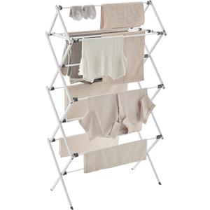 SONGMICS Foldable Clothes Drying Rack, Laundry Drying Rack, Clothes Airer, Steel Frame, 14.6 x 29.5 x 53.2 Inches, Easy Assembly, Indoor Outdoor Use, White ULLR770W01