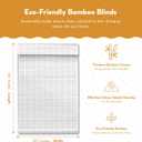Radiance Cordless Bamboo Roman Shades for Windows - Matchstick Bamboo Blinds for Defuse Sun Light - Easy to Lift & Fold Up Window Shades - White - 48" W x 64" L 