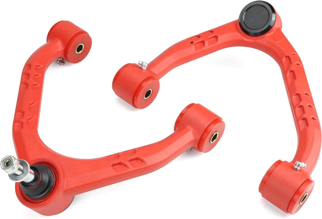 2-4 Lift Aluminum Front Upper Control Arms for 2014-2018 Chevy Silverado GMC Sierra 1500, 2015-2020 Chevy Suburban 1500, Tahoe, GMC Yukon, Yukon XL - Wrinkle Red