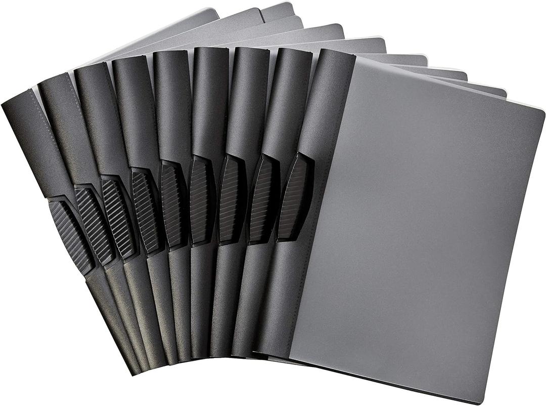 Amazon Basics Report Covers with Clip, Clear Front Presentation Folders, 9 x 10.5 inches, Grey, Pack of 10