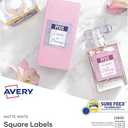 Avery Printable Blank Square Labels, 1.5" x 1.5", Matte White, 600 Customizable Labels (22805)