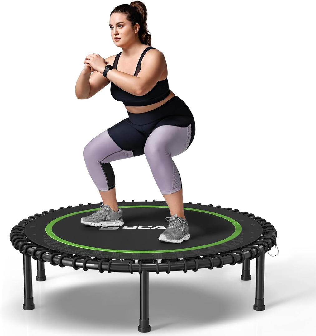 BCAN 40" Adult Fitness Trampoline with Durable Bungees, Stable & Quiet Exercise Rebounder, Great Mini Trampoline for Indoor/ Garden Workout - Green