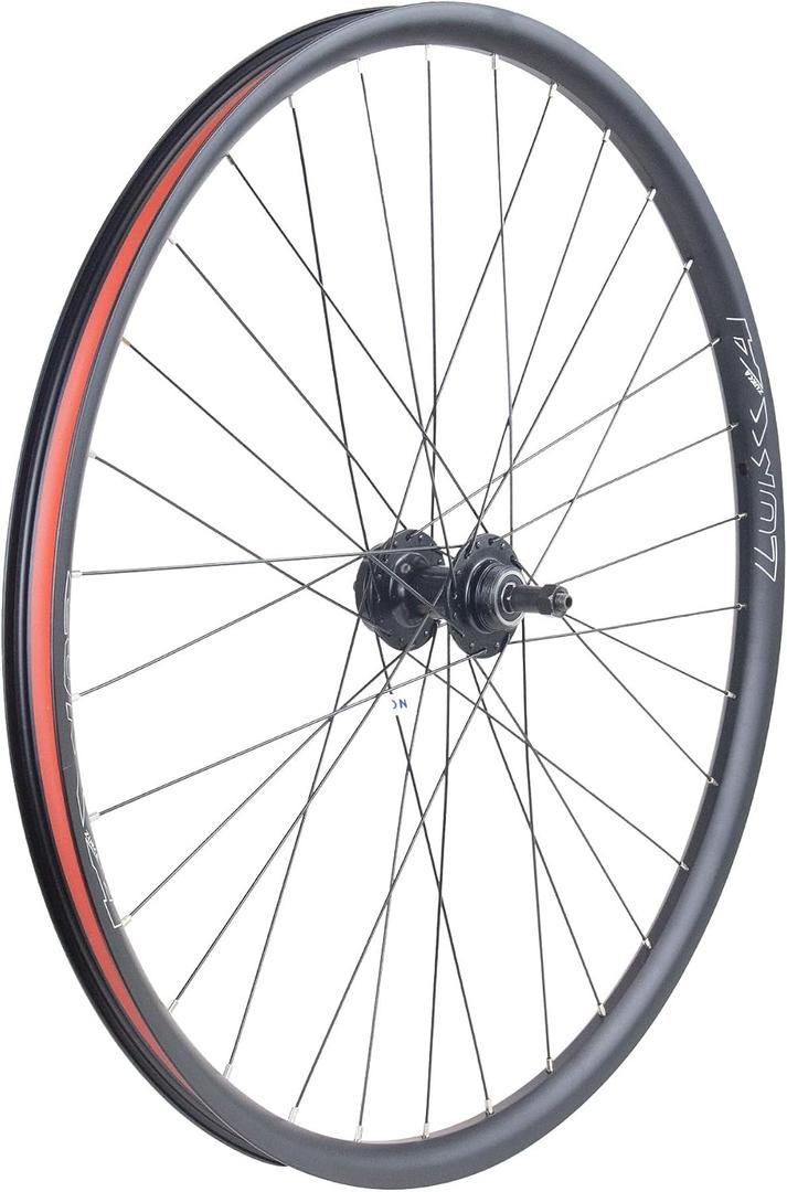 26 Inch Bicycle Wheelset - 14Gx32H Spokes with ED Brass Nipples - 100mm Front/135mm Rear QR Hubs - 6-Bolt Disc Brake Compatible Release for 6-9 Speed Bikes (Rear, 26 inch)