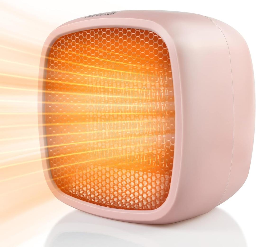 Portable Space Heater, YOUCIDI 1000W/800W Ceramic Electric Heater, Compact Small Warmer, Heat Up in 2 Seconds, Safe and Quiet for Office Room Desk Indoor Use (Pink)