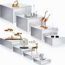 Geelin 8 Pack Acrylic Cube Risers Acrylic Boxes for Food Display Decorative Stands with Hollow Bottoms for Jewelry Food Buffet Risers Display Candy Table Decor, 8 Sizes(Silver, Flat)