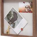 Muzilife 8x8 Shadow Box Picture Frame with Linen Board - Deep Wood & Tempered Glass Display Case Ready to Hang Memorabilia, Pins, Awards, Medals, Wedding, Tickets, and Photos, Carbonized Small (Brown)