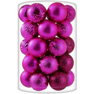 34ct Fuchsia Pink Christmas Ball Ornaments Shatterproof Plastic Christmas Tree Decorations for Xmas Party Home Office Holiday Decor -Medium Size (2.36"/ 60mm)