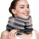 Built-in Inflatable Neck Stretcher, Cervical Traction Device with High-Front & Low-Back for Effective Traction and Support, Neck Decompression Devices with 3-Layer Chambers in Varied Sizes, Home Use