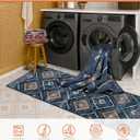 Area Rug 6x9 Rug Machine Washable Non-Slip Low Pile Print Pattern Western Rug for Living Room Bedroom Entryway Tribal Series -Darkblue