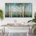 Large Birch Tree Wall Art Framed Forest Landscape Painting - Nature Wall Art for Living Room, Oversized Canvas Pictures for Wall Decor, Green Wall Decor Framed Artwork for Walls 29x58 Inches