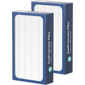 Classic 400 Series DualProtection Filter Replacement Compatible with BLUEAIR Classic 400 Series Air Cleaner Purifiers, 480i, 402, 403, 405, 410, 450E, 455EB, HEPA Filter with Activated Carbon, 2 Pack