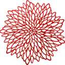 Snowkingdom Red Placemats Pressed Vinyl Metallic Shiny Floral Dinning Mats Round Leaf Table Decoration for Halloween Mother's Day Valentine Weddings Mother's Day Christmas Holiday Celebrations 18 Pack