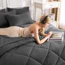 CozyLux Oversized King Comforter Set Dark Grey, 7 Pieces Bed in a Bag Comforter Set with Sheets Luxury Bed Set for All Seasons, Bedding Set with Down Alternative Comforter, Sheets, Pillowcases & Shams