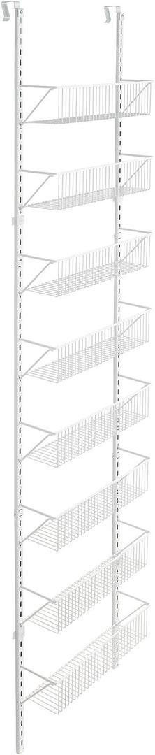 ClosetMaid 97535 Wall or Door Adjustable (8) Basket Organizer, 6.614-Inch D x 77.165-Inch H x 17.992-Inch W, White