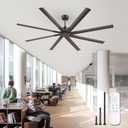 ZMISHIBO 84 Inch Ceiling Fans No Light, Large Industrial Ceiling Fan with 8 Aluminium Blades, Quiet DC Motor, 6 Speeds, Modern Ceiling Fan without Light for Garage/shop/living room,Oil-bronze