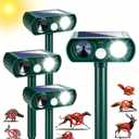 4 Pack Upgraded Sonic Fortress Pro Deer Repellent,Solar Ultrasonic Animal Repellent Outdoor,Squirrel Racoon Fortress Pro Cat Deterrent Dog Repeller IP65 Waterproof,Keep Rabbits,Skunks Away Garden Yard