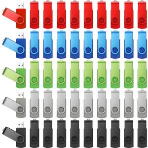 50 Pack 32GB USB 2.0 Flash Drives Bulk Portable USB Thumb Drives Swivel with LED Light Swivel Flash Memory Pen Jump Stick for Data Storage Back to School Office Employee Appreciation Gift