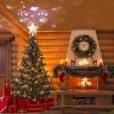 Christmas Tree Topper, Christmas Star Tree Topper Built-in LED Rotating Lights, Plug in 3D Sliver Glittered Star Tree Topper for Xmas Party Holiday Decorations (Silver)