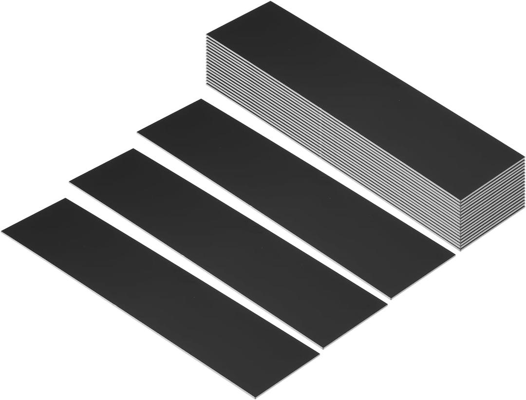 PATIKIL 8"x2" Blank Name Plates, 20 Pack Custom Engraved Name Plate Rectangle Laser Engraving Blanks for Personalized Nameplates Office Desk DIY Painting Supplies, Silver, Black